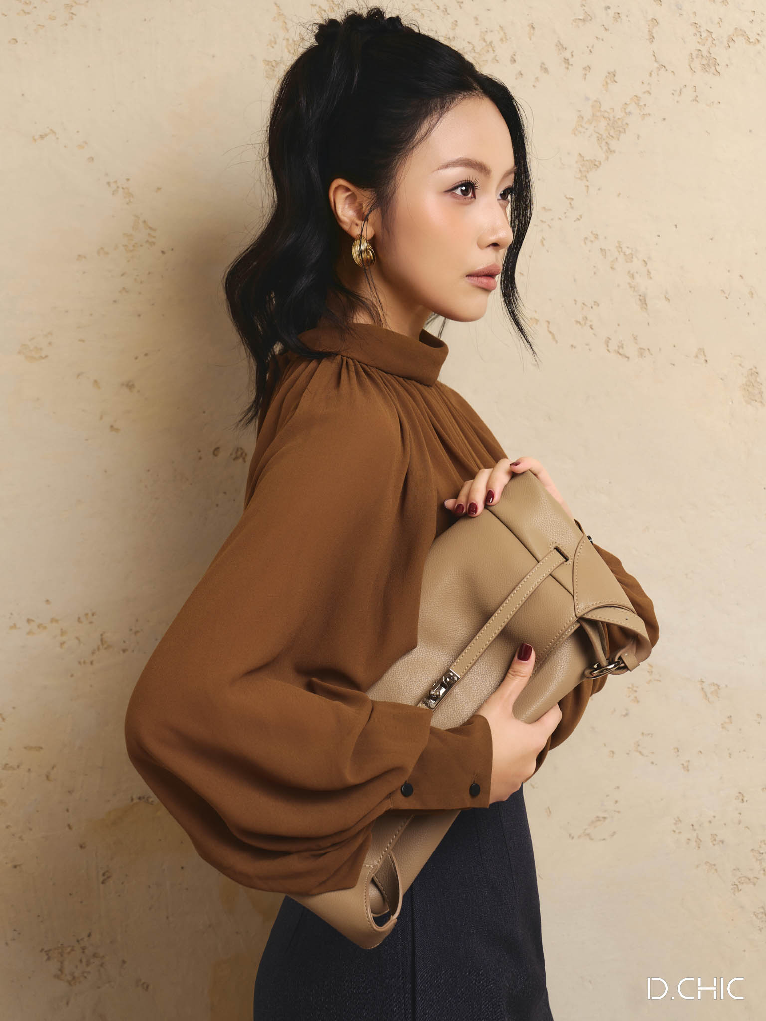 Chân váy midi cạp liền